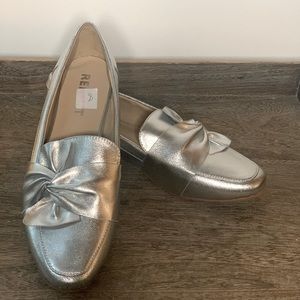 Report silver loafer flats